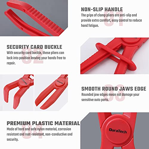 image for DURATECH 6-Piece Hose Clamp Pliers, Straight & 90 Angled Hose Pinch Of