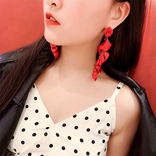 Image of Acrylic Rose Petal Drop Dangle Earrings Bohemian Resin Square /Oval /Hoop /Flower /Heart Statement Earrings for Women Gifts