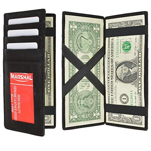Mens Leather Magic Wallet ID Window Credit Cards Clip Money Holder Bifold Black2