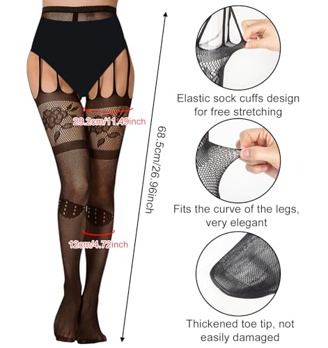 Image of Chalier Fishnet Stockings Lace Tights Thigh High Stockings for Women
