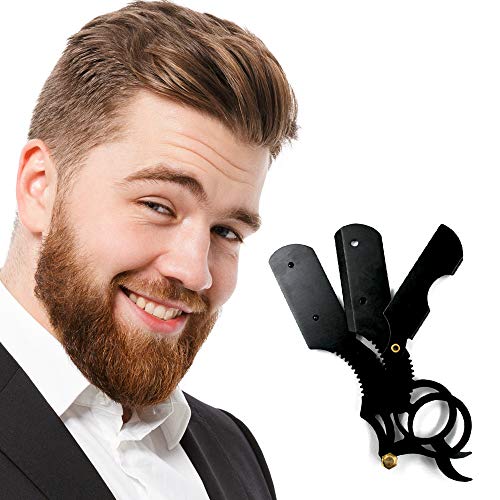 Navalha Barbeiro Portátil Dedeira Fixa Lâminas Ajustáveis Parafuso Aço Inox Barba Bigode Cavanhaque