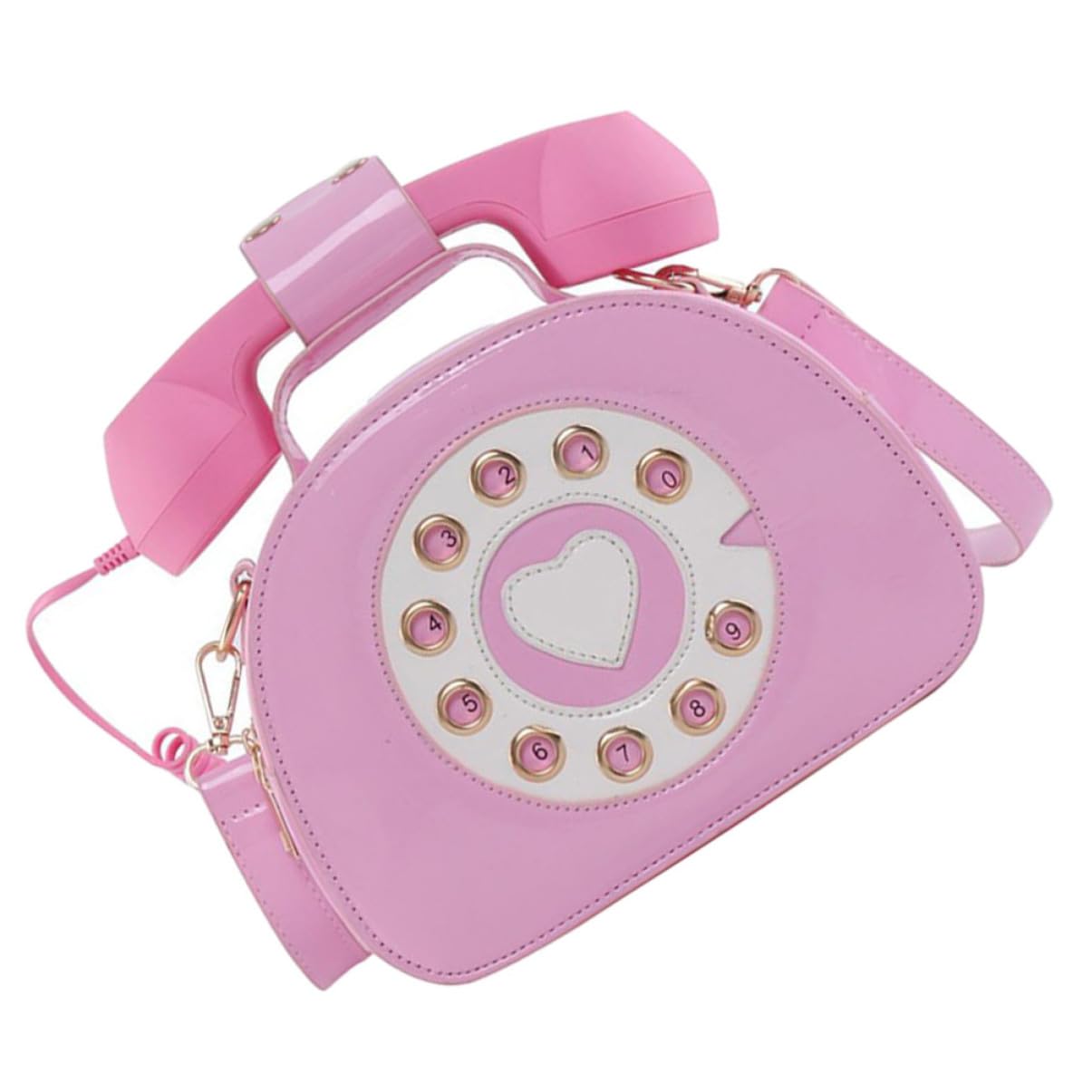 Beavorty Borsa a Tracolla a Forma di Telefono, in Pu Bianco, Stile Retrò