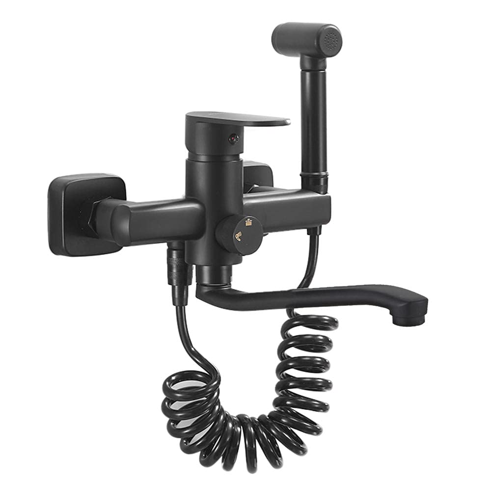 Grifos con rociador extraíble, Grifo de Cocina Pared latón, rociador extraíble, Monomando, frío y Caliente, 20-30 cm(Sile Mode,20Cm)