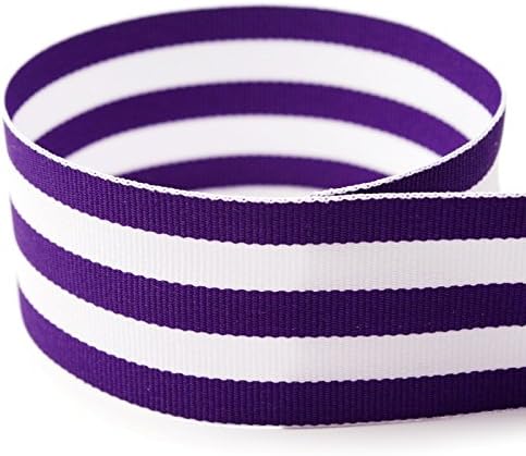 USA | American Made 7/8" Purple & White Taffy Striped Grosgrain Ribbon - 100 Yards