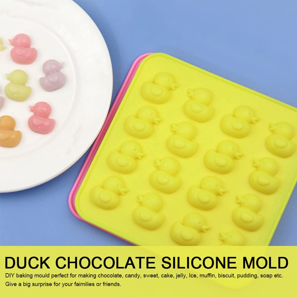 Newk Molde De Silicona De Chocolate De Pato, 4 Paquetes De 16 Cavidades Antiadherentes De Grado Alimenticio Para Cubitos De Hielo, Gelatina, Fondant, Caramelo Duro