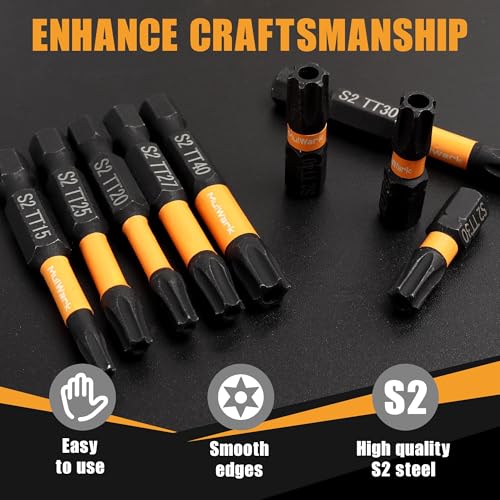 Image of MulWark Torx Security Bit Set, 27 Pieces (T5-TT40) - Precision Tamper-Proof Star Bits with Smooth Edges, 1 /4 inch Hex Shank, and Magnetic Holder - Christmas Gift for DIY & Repair Projects