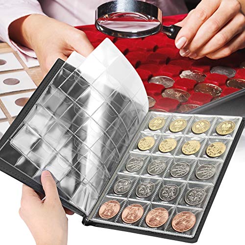 Álbum coleccionador de monedas con 250 bolsillos color marrón miniatura 2