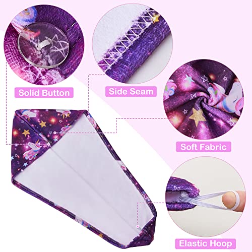 Fiobee Microfiber Hair Towel Wrap For Kid Rapid Drying Towel Absorbent Hair Turbans For Wet Hair With Button Women Girls Long Curly Hair Pack Of 2, Purple #TOP4
