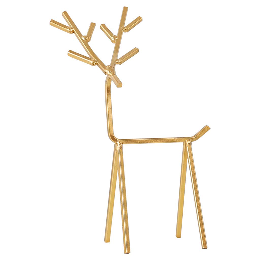 Misright 3D Golden Deer Jewelry Display Stand,Jewelry Hanging Tree Stand Metal Holder Display Organizer Rack Geometric Deer Ring Earrings Organizer Tree