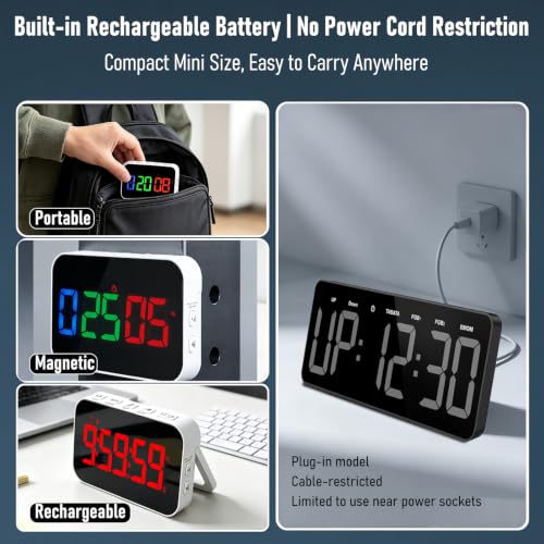 Rechargeable Magnetic Gym Timer,8 Fitness Modes(HIIT/Tabata/EMOM/FGB/SIT) - Image 3