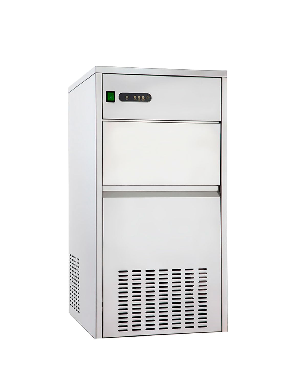 Macchina Ghiaccio Granulare Professionale 40 Kg. Ice Maker in Acciaio Inox per Bar, Ristorazione e Casa Barca - Raffreddamento ad Aria Collegamento Idrico - (40 kg)