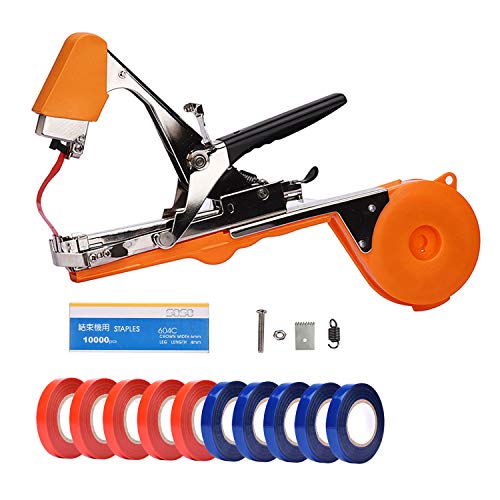 Yolando Plant Tying Machine Tape Tool for Tomatoes Peppers Grapes Cucumbers and Vining Vegetables Quickly and Easily Tie Great for Gardeners Farmers with Tapes Spare Parts Staples - Orange