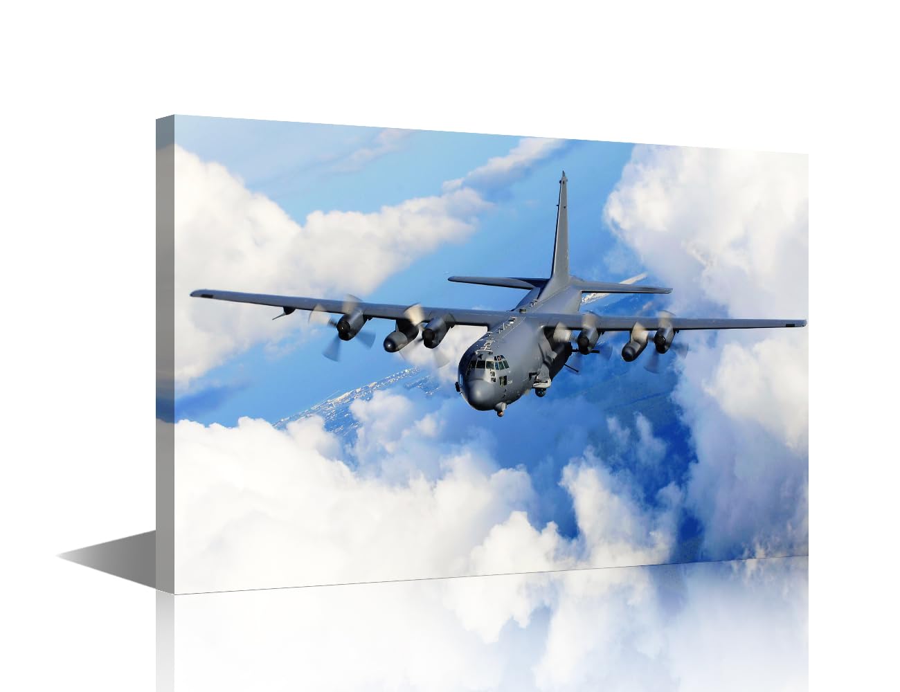 Aviation Art Military Posters AC-130 Gunship Airplane Canvas Wall Art Aviation Poster Airplane Poster Aviation Wall Art Airplane Painting Jet Artwork for Boys Room Decor Ready to Hang 18x12 in