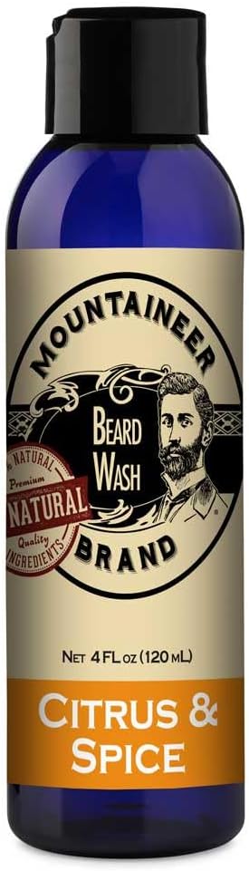 (Citrus & Spice, 120ml) - Beard Wash by Mountaineer Brand All-Natural beard shampoo - Cleans and Conditions (120ml, WV Citrus & Spice)