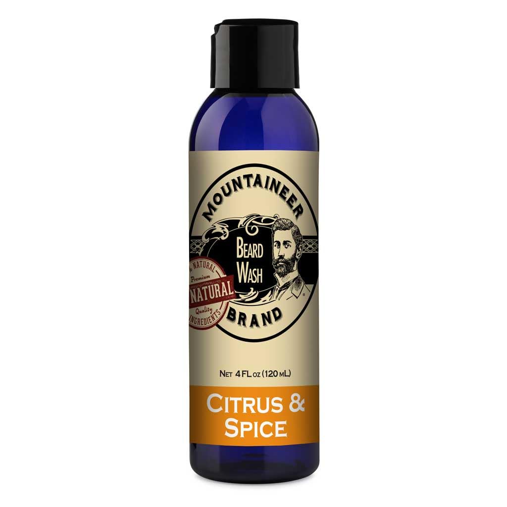 (Citrus & Spice, 120ml) - Beard Wash by Mountaineer Brand All-Natural beard shampoo - Cleans and Conditions (120ml, WV Citrus & Spice)