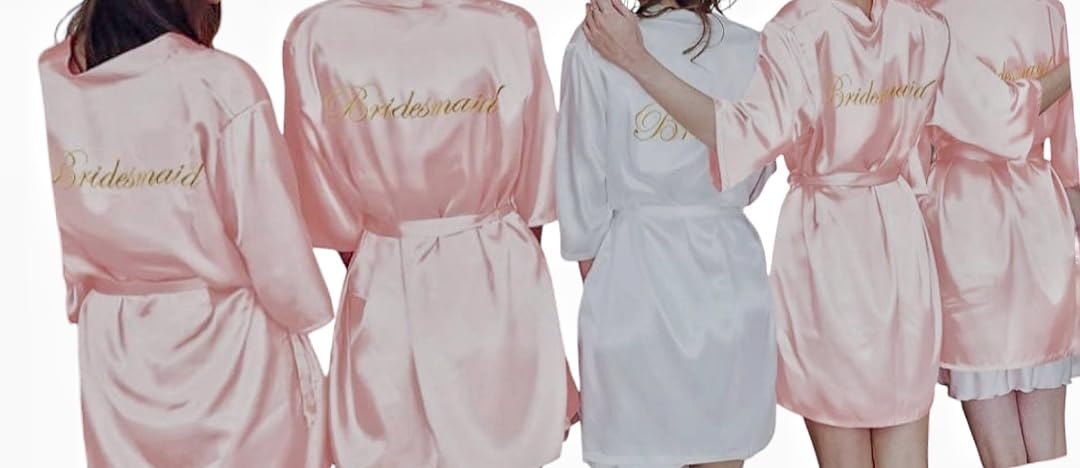 Kimono dla panny młodej białe | Bridesmaid różowe | szlafrok krótki | strój na wieczór panieński | SPA | szlafrok kąpielowy do sauny | wieczór panieński | wellness | sukienka do sauny (DE/NL/SE/PL