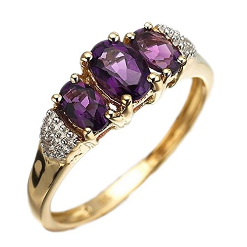Au Marché du Luxe - Bague plaqué Or 18 carats améthyste CZ Ovale Taille 58