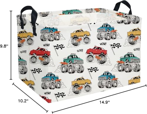 Image of Essme Rectangular Monster Truck Baskets, Car Storage Bins with Handles for Car Decor, Racing Storage Bin(Monster truck)