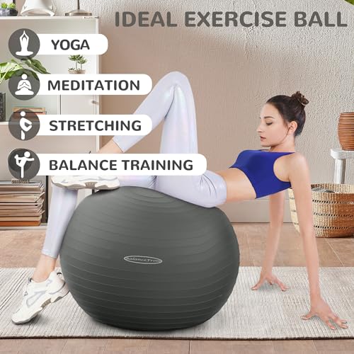 BalanceFrom Anti-Platz- und Rutschfester Gymnastikball Yoga-Ball Fitnessball Geburtsball mit Schnellpumpe, 0,9 kg Kapazität (38-45 cm, S, Grau)