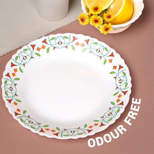 Image of Treo by Milton Opalware Aurelia Meena Dinner Set of 18 | Serving for 6 | Microwave & Dishwasher Safe | Bone-Ash Free | Tempered Toughness | Plates & Bowls | Crockery Set for Dining & Gifting