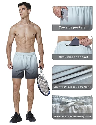 Image of EZRUN Men's 5 Inches Running Workout Shorts Quick Dry Lightweight Athletic Shorts with Liner Zipper Pockets