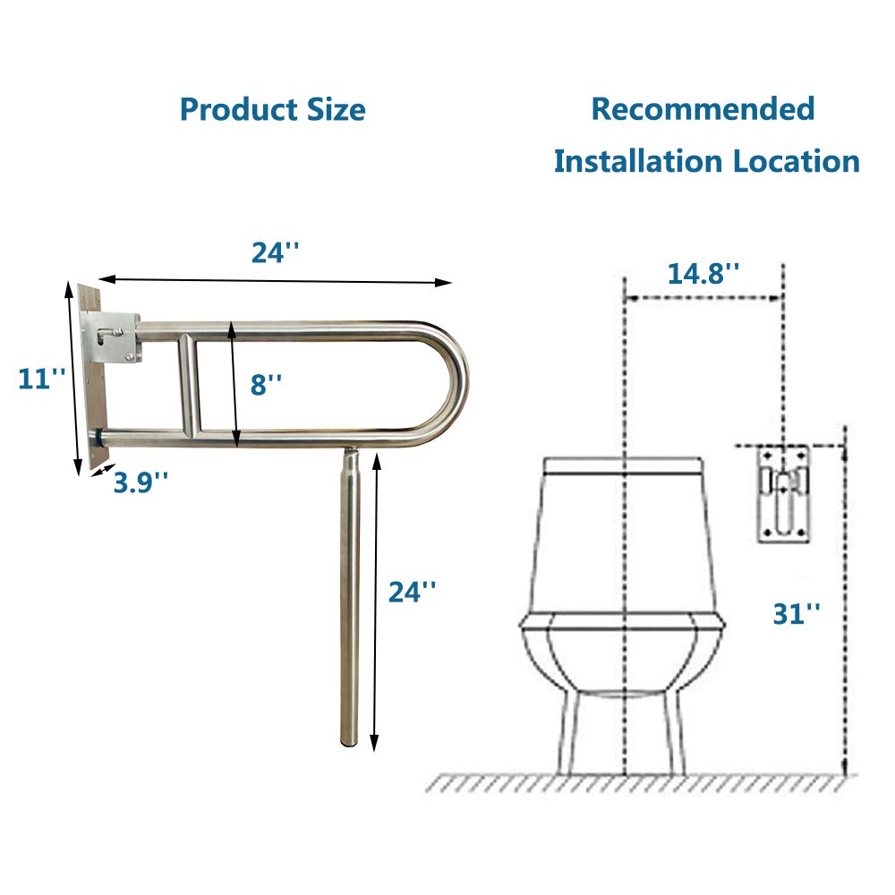 Buy Flip Up Grab Bars for Bathroom Toilet Rails Handicap Grab Bars