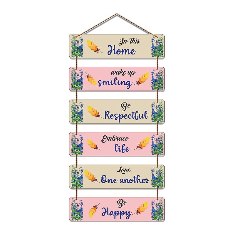Image of Proxoto Happy Home Quote Wall Art | Wall Hanging Best for Dining Room| Livingroom | Bedroom | Home Decor Pack of 1 (Beige)