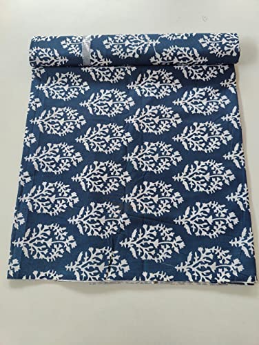 Image of Floral Printed Cotton Print Fabric Cloth Block Print Floral Print Fabric Running Jaipuri Hand Block Printed Women Dress Material Kurtis Natural 44 inch Inches Width 2.5 Meter (Pattern 18)