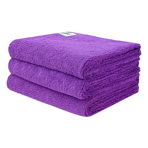Image of SOFTSPUN Microfiber Cloth - 3 pcs 40x40 cms 340 GSM Purple Thick Lint & StreakFree Multipurpose Cloths Automotive Microfibre Towels for Car Bike Cleaning Polishing Washing & Detailing.