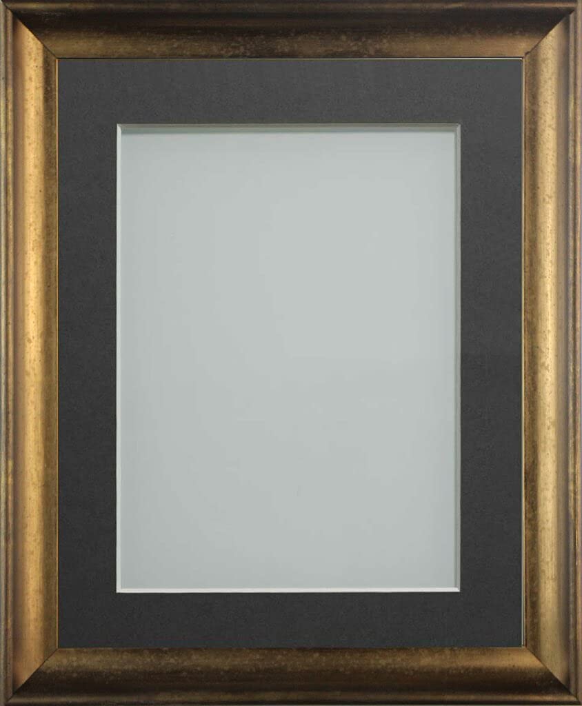 Frame Company Anglesey Range Wooden Burnt Copper 16x12inch Frame With Grey Mount For Image 12x8inch, Fitted with Real Glass