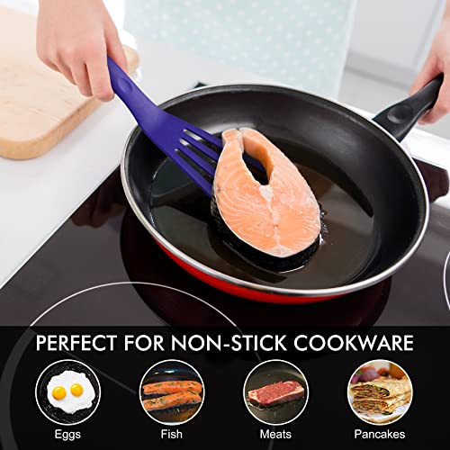 Image of HOTEC 2-Pack Silicone Slotted Fish Turner Spatula Set, Classic Blue