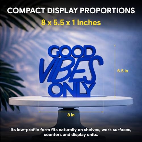 Image of Mad Masters Good Vibes Only Motivational Desk Decor - Aesthetic Table, Shelf & Wall Showpiece for Home Office, Business. Vastu Friendly Gifting, Royal Blue (20.3 x 16.5 x 2.5 cm)