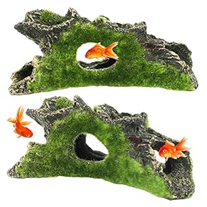 Tronco Artificiale per Acquario, 2Pz Troncos Decorazione dell’acquario per Nascondere Pesce e Gamberetti, Decorazioni dell’albero dell’acquario Usa la Forma della Grotta e Tronco Artificiale in Resina