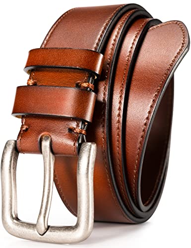 Image of WOLFANT Full Grain Leather Belt for Men,1.5 inch Italian Real Solid Leather | All-Day Comfy Durable Leather Belt for Casual, Work and Daily Wear