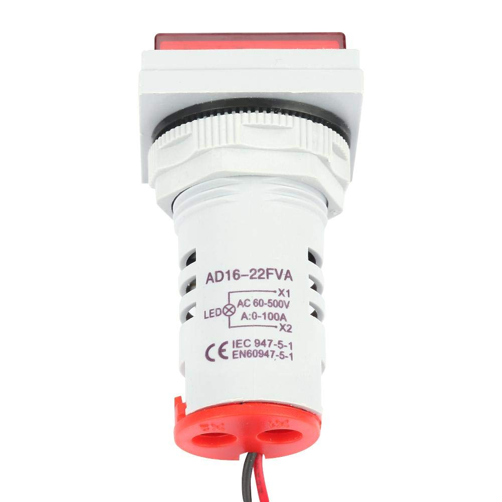 AC 22 mm 60-500 V 0-100 A cyfrowy woltomierz, amperomierz LED, podwójny wyświetlacz, wskaźnik natężenia prądu, różne kolory (czerwony), wielokolorowy, Ekskluzywny