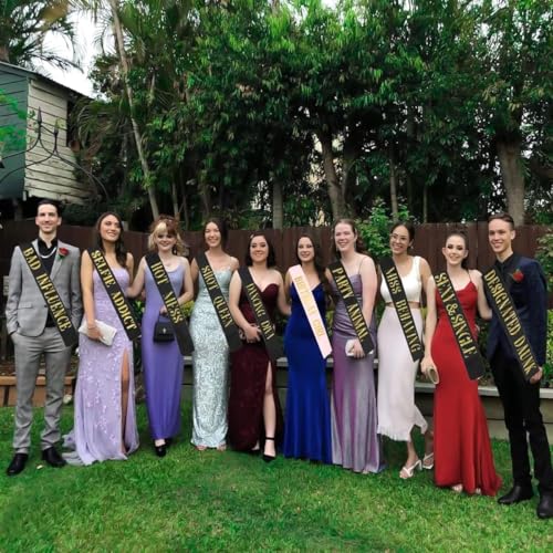 10 Pack Birthday Sash for Women Group,Happy Birthday Party Supplies Sashes Favors Decorations for Women,Birthday Squad Glitter Sash Set,9 Funny Sashes,1 Birthday Sash(Black and Rose Gold)4