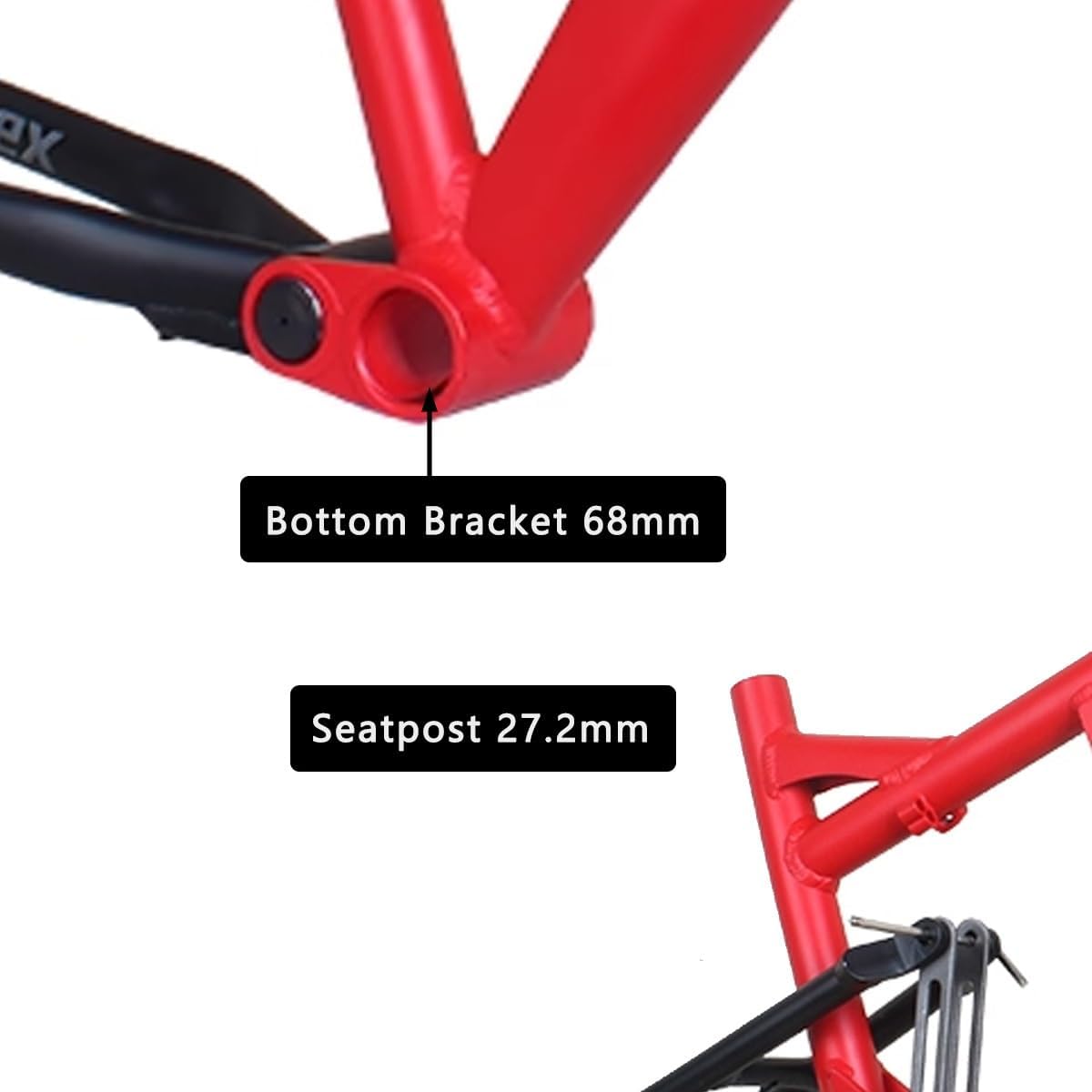 Mountain Bike Frame 27.5/26er Suspension Bicycle Frames 19" Aluminium Alloy Disc Brake Bikes Frame Supports 1.50-2.2 Tires 135mm Quick Release