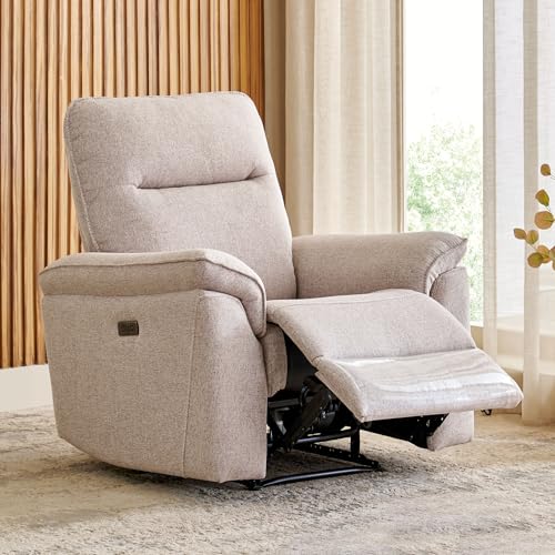 Image of Home Centre | Artise Fabric 1-Seater Electric Recliner | Recliner Sofa for Living Room | Solid Wood | Beige | 1 Year Warranty