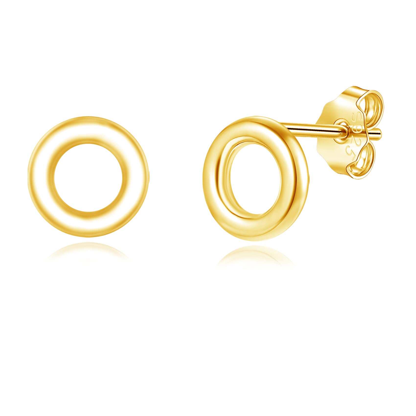 Loutade Damen Silber Ohrstecker, 925 Sterling Silber Flache Ohrstecker für Mädchen Kinder, Hypoallergen 6mm Kleine Ohrringe Stecker, Unisex Ziemliche Knorpel Schlafen Ohrringe Ohrschmuck