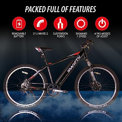 Swifty All Terrain Elektrische fiets, Shimano-schakeling met 7 versnellingen, tot 30 kilometer met één lading, elektrische fietsen voor volwassenen - Afbeelding 4