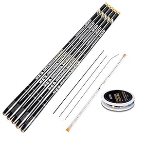 hengel Telescopische hengel Carbon Fiber 3.0-7.2M Carp Feeder Rod Hard Hand Pole Fly Fishing Tackle + Float/Line/Hook-7.2m Hengel (Size : 5.4m)