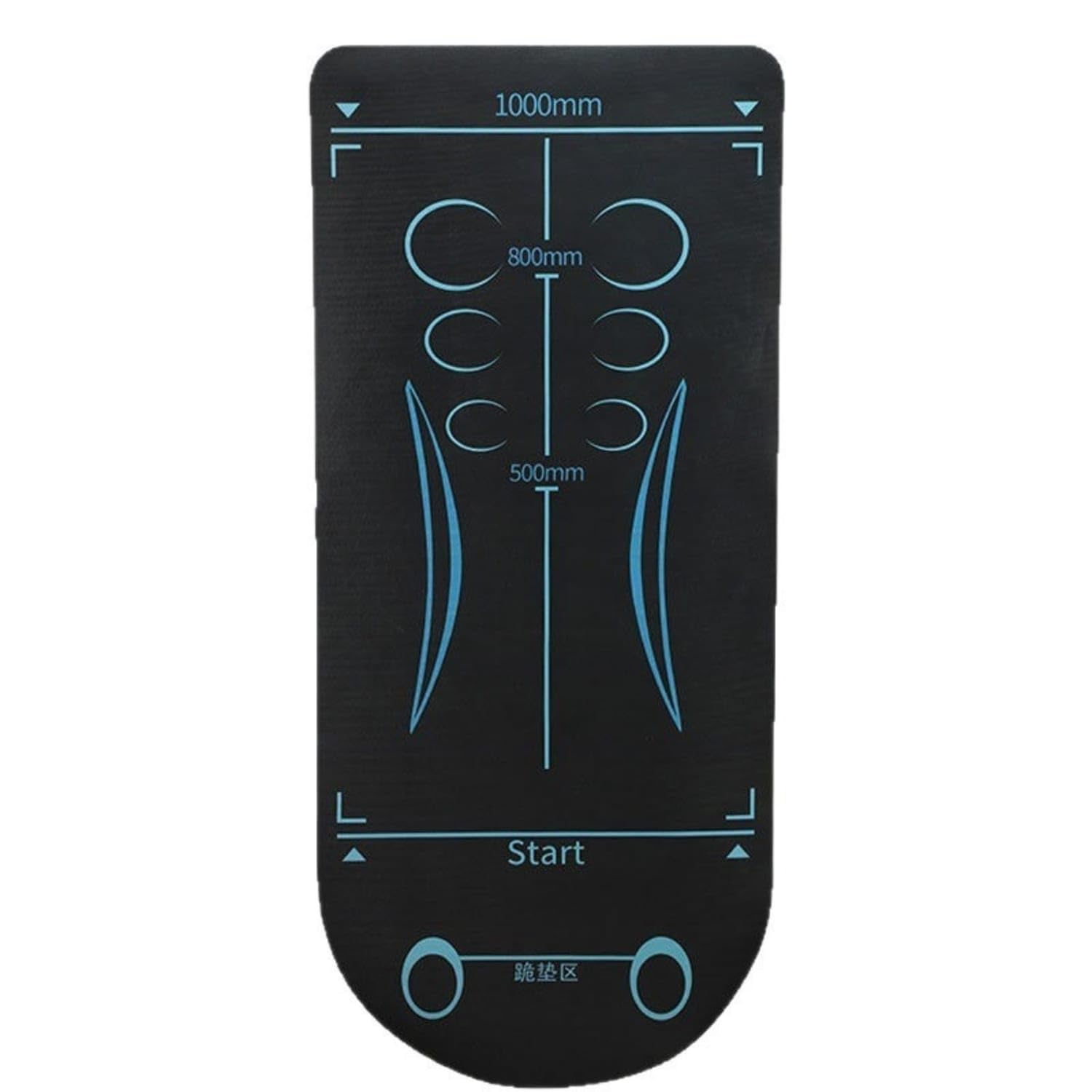 Non-Slip Exercise Mat with Alignment Lines Floor-Protecting Ab-Wheel Training Mat Cushioned for Home Gym, Indoor Workouts, Blue Black-image-48