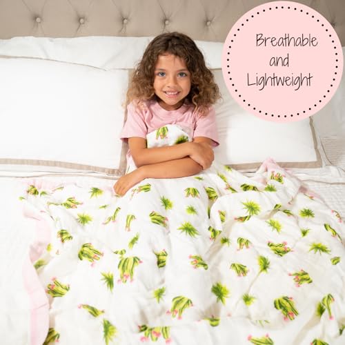 Image of LollyBanks Muslin Quilt Blanket, Large 47 x 47 Inches Versatile Crib Blanket for Baby Girls, 6 Layers Newborn Blanket, Soft Blend 70% Viscose Made from Bamboo + 30% Cotton, Registry (Cactus Print)