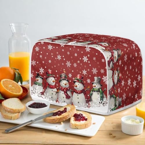 Image of Talayituse Snowman Snowflake Print 2 Slice Toaster Covers Dust Protection Bread Maker Covers Toaster Oven Cloth Cover Kitchen Accessories Washable Appliance Cover Christmas Decoration
