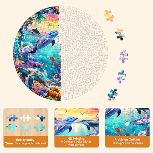Puzzle de 1000 Piezas para Adultos Masseruon, 26.6 x 26.6 pulgadas, Tema Mundo Marino miniatura 2