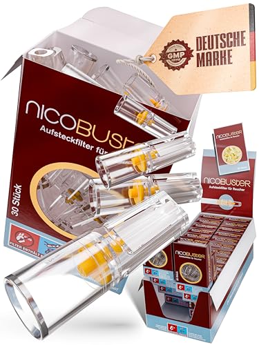 Nicobuster Zigarettenfilter - Aufsteckfilter für Raucher - 720 STK - Filter Aufsatz - reduziert Schadstoffe Teer Nikotin - kein Geschmacksverlust - 24 x 30 Filter