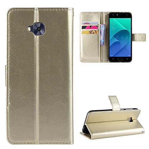 Kukoufey Funda para ASUS ZenFone 4 Selfie ZB553KL,Funda para ASUS ZenFone Live Plus X00LDA X00LDB ZD553KL Funda Cartera de Cuero con Solapa Case Gold