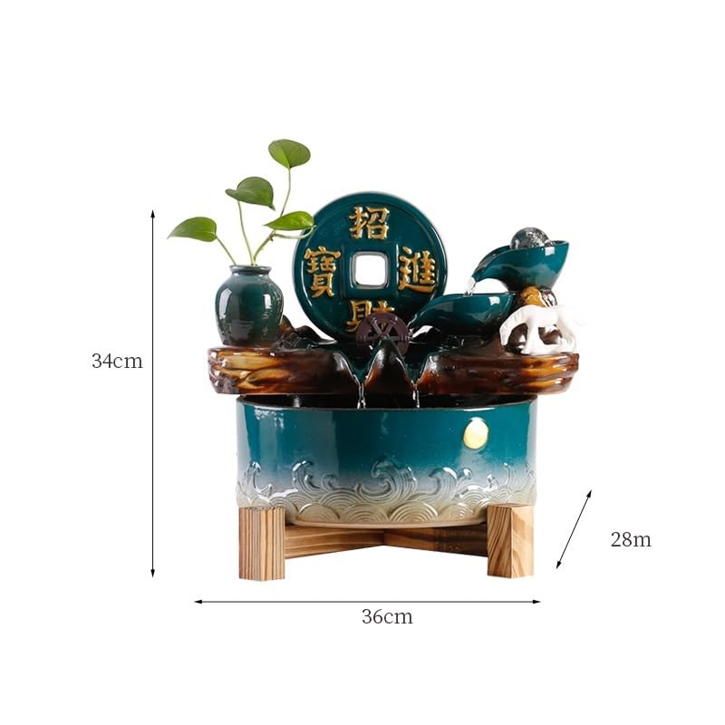 Fuente De Mesa Fuente de Mesa cerámica con Adornos Agua Que Fluye, Fuente Escritorio Creativa for Sala Estar, Oficina y hogar De Cascada Interior