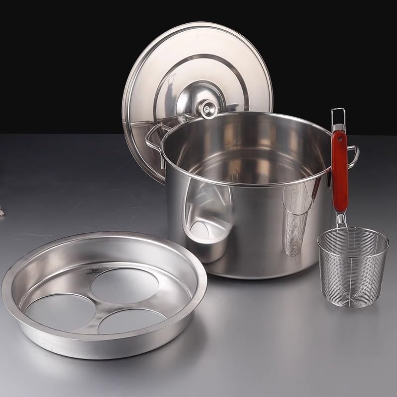 Generico Set per cuocipasta e vaporiera in Acciaio Inox, pentola per Pasta Multiuso con cestello scolapasta e Coperchio - Cuoci, cuoci a Vapore e scola con precisione, 5 Fori