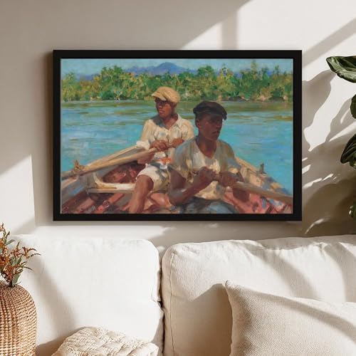 Toile Black River Boatmen de Henry Scott Tuke : décoration murale de qualité avec cadre - 7